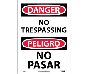 Danger No Trespassing English/Spanish 14"x10" Plastic | ESD81RB