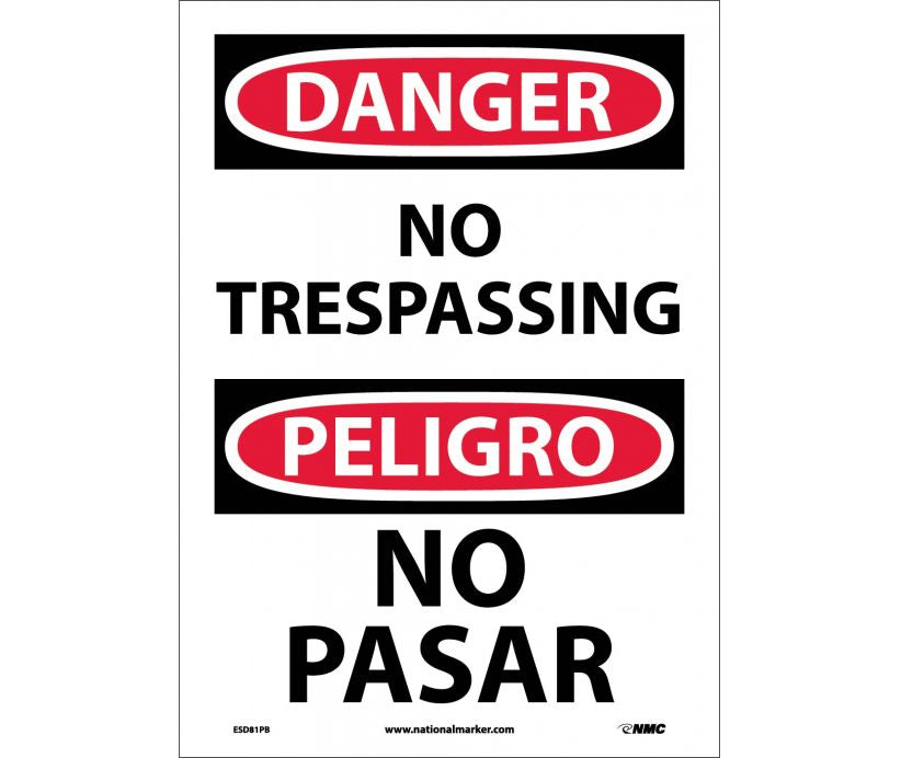 Danger No Trespassing English/Spanish 14