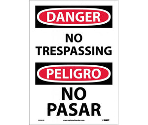 Danger No Trespassing English/Spanish 14"x10" Vinyl | ESD81PB