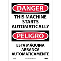 Danger Starts Automatically English/Spanish 14"x10" Vinyl | ESD87PB