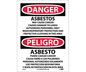Danger Asbestos May Cause Cancer Eng/Spanish 20x14 Plastic | ESD95RC