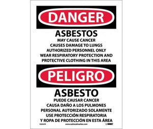 Danger Asbestos May Cause Cancer Eng/Spanish 14x10 Plastic | ESD95RB
