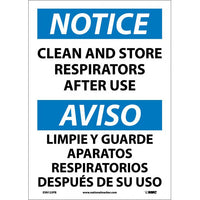 NOTICE, CLEAN AND STORE RESPIRATORS AFTER USE (BILINGUAL), 14X10, PS VINYL