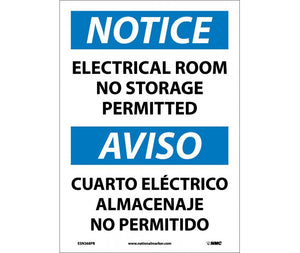 NOTICE, ELECTRICAL ROOM NO STORAGE PERMITTED BILINGUAL, 14X10, .040 ALUM