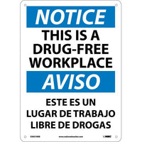NOTICE, THIS IS A DRUG-FREE WORKPLACE, BILINGUAL, 14X10, RIGID PLASTIC