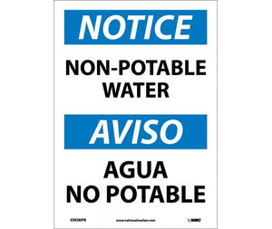 NOTICE, NON-POTABLE WATER, BILINGUAL, 14X10, PS VINYL