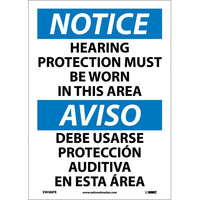 NOTICE, HEARING PROTECTION MUST BE WORN IN THIS AREA, BILINGUAL, 14X10, PS VINYL