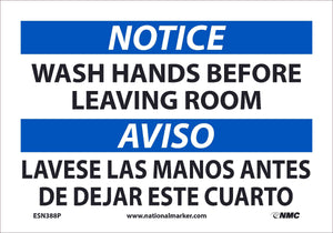 WASH HANDS BILINGUAL, 7X10, .0045 PRESSURE SENSITIVE VINYL