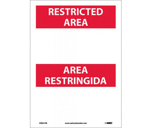 RESTRICTED AREA, AREA RESTRINGIDA BLANK, BILINGUAL, 14X10, PS VINYL