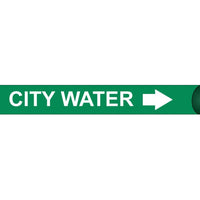 PIPEMARKER STRAP-ON, CITY WATER W/G, FITS 6"-7 7/8" PIPE