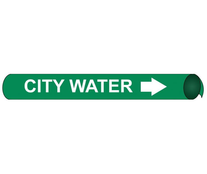 PIPEMARKER STRAP-ON, CITY WATER W/G, FITS 6