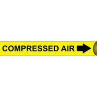 PIPEMARKER STRAP-ON, COMPRESSED AIR B/Y, FITS 6"-8" PIPE
