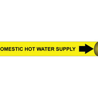PIPEMARKER STRAP-ON, DOMESTIC HOT WATER SUPPLY B/Y, FITS 6"-8" PIPE