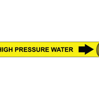 PIPEMARKER STRAP-ON, HIGH PRESSURE WATER B//Y, FITS 6"-8" PIPE