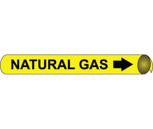 PIPEMARKER STRAP-ON, NATURAL GAS B/Y, FITS 6"-8" PIPE