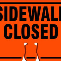 Cone Top Warning Sign, SIDEWALK CLOSED, 10" x 14", Plastic