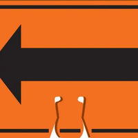 Cone Top Warning Sign, (Arrow), 10" x 14", Plastic