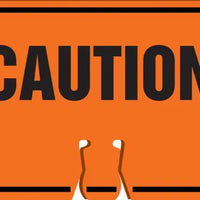 Cone Top Warning Sign, CAUTION, 10" x 14", Plastic