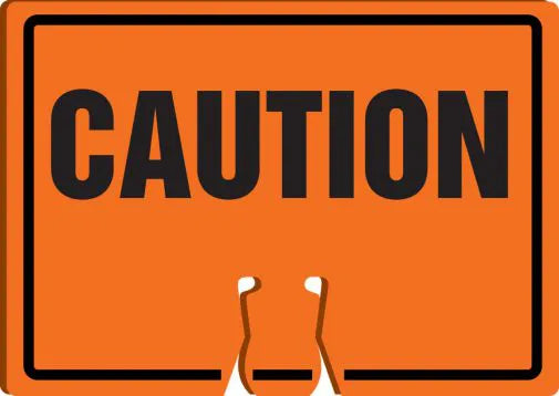 Cone Top Warning Sign, CAUTION, 10