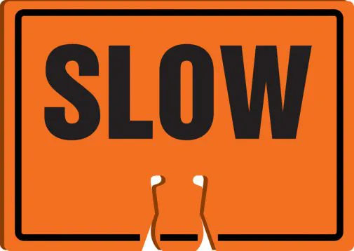 Cone Top Warning Sign, SLOW, 10