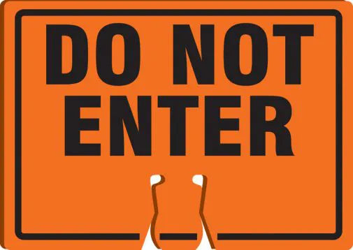 Cone Top Warning Sign, DO NOT ENTER, 10