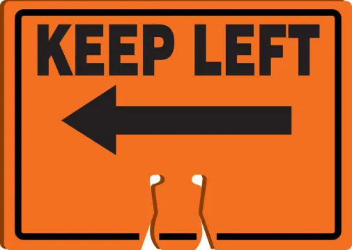 Cone Top Warning Sign, KEEP LEFT (Arrow), 10
