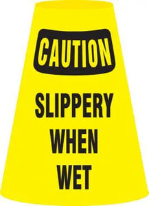 Accuform Signs FBC920E Vinyl Traffic Cone Cuff Sleeve, Legend"Caution Slippery When Wet", Black on Yellow