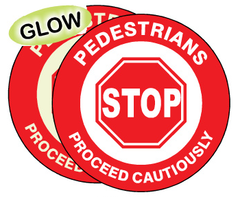 Pedestrian Stop Proceed Cautiously Anti-Slip Floor Decals | FD-51