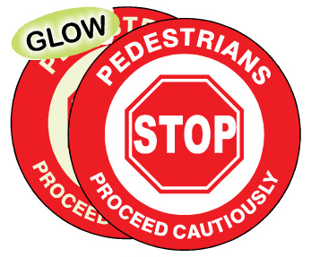 Pedestrian Stop Proceed Cautiously Anti-Slip Floor Decals | FDGL-51