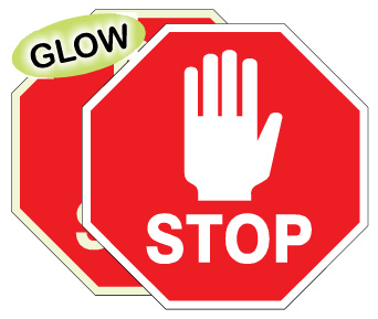 Stop With Graphic Glow Anti-Slip Floor Decals | FDGL-52