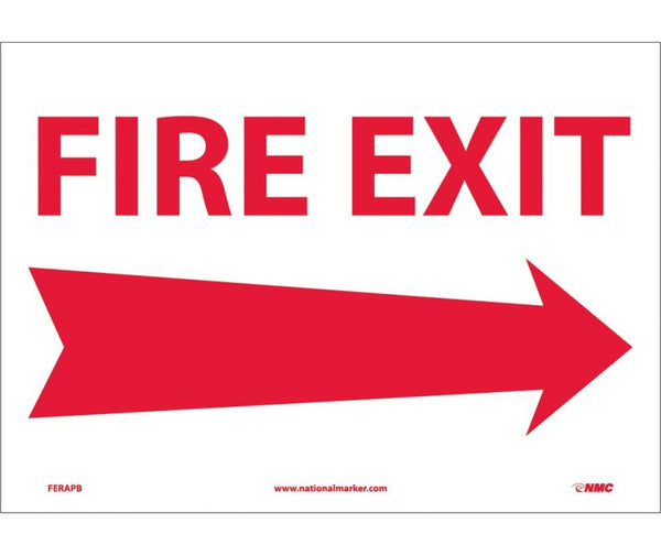 FIRE EXIT (WITH RIGHT ARROW), 10X14, RIGID PLASTIC