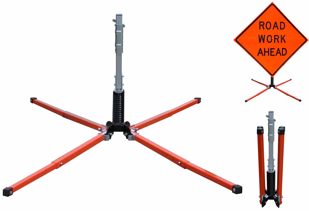 SINGLE SPRING STAND FOR 36IN AND 48IN ROLL UP SIGNS, STEEL LEGS