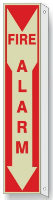 Fire Alarm Down Arrow Flange Glow Sign | FLGL-9901