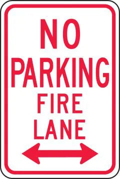 Parking Sign, NO PARKING FIRE LANE (Double Arrow), 18
