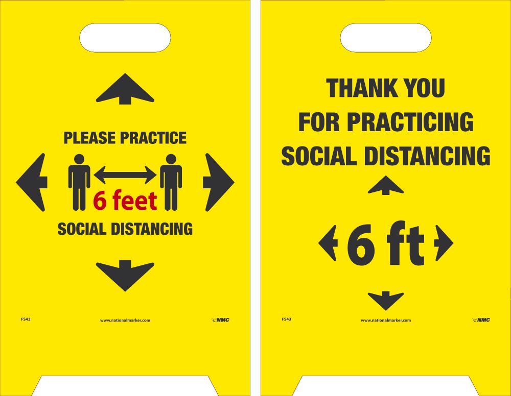 THANK YOU FOR PRACTICING SOCIAL DISTANCING, 6FT, DBL SIDED, 19 X 12