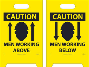 FLOOR SIGN, DBL SIDE, CAUTION MEN WORKING ABOVE CAUTION MEN WORKING BELOW, 19X12