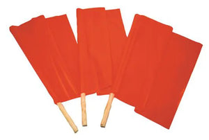Warning Flag, 18" x 18", Red-Orange Vinyl, 24" Wood Handle