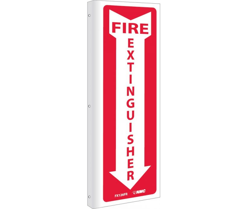 FIRE EXTINGUISHER, (VERTICAL) FLANGED, DOUBLE SIDED, 12X4, RIGID PLASTIC