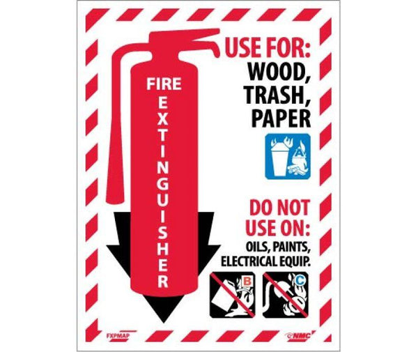 FIRE EXTINGUISHER PICTORIAL CLASS MARKER, 12X9, RIGID PLASTIC