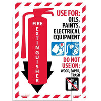 FIRE EXTINGUISHER PICTORIAL CLASS MARKER, 12X9, RIGID PLASTIC
