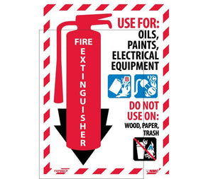 FIRE EXTINGUISHER PICTORIAL CLASS MARKER, 12X9, RIGID PLASTIC