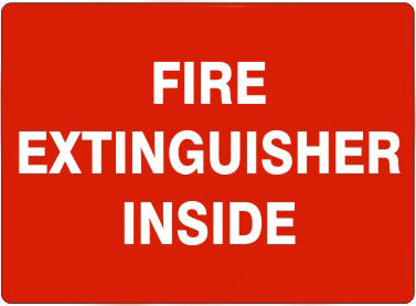Fire Extinguisher Inside White On Red Signs | G-2642