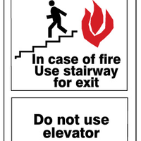 In Case Of Fire Use Stairway For Exit Do Not Use Elevators Signs | G-4206