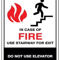 In Case Of Fire Use Stairway For Exit Do Not Use Elevators Signs | G-4207