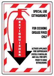 Special Use Extinguisher For Grease Fires Only Sign | G-9905