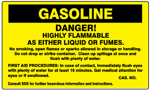 Gasoline Danger@ Highly Flammable As Either Liquid Or Fumes Sign | G-G2704