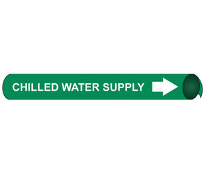 PIPEMARKER STRAP-ON, CHILLED WATER SUPPLY W/G, FITS 8"-10" PIPE