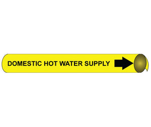 PIPEMARKER STRAP-ON, DOMESTIC HOT WATER SUPPLY B/Y, FITS 8"-10" PIPE