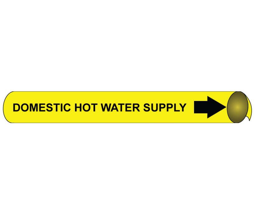 PIPEMARKER STRAP-ON, DOMESTIC HOT WATER SUPPLY B/Y, FITS 8