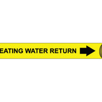 PIPEMARKER STRAP-ON, HEATING WATER RETURN B/Y, FITS 8"-10" PIPE
